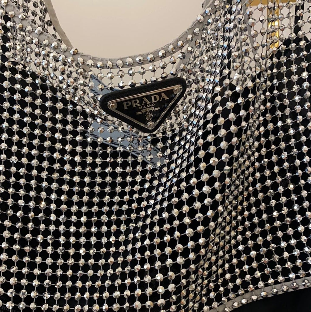 Prada Crystal Crop Top in Black and White – LuxuryPromise