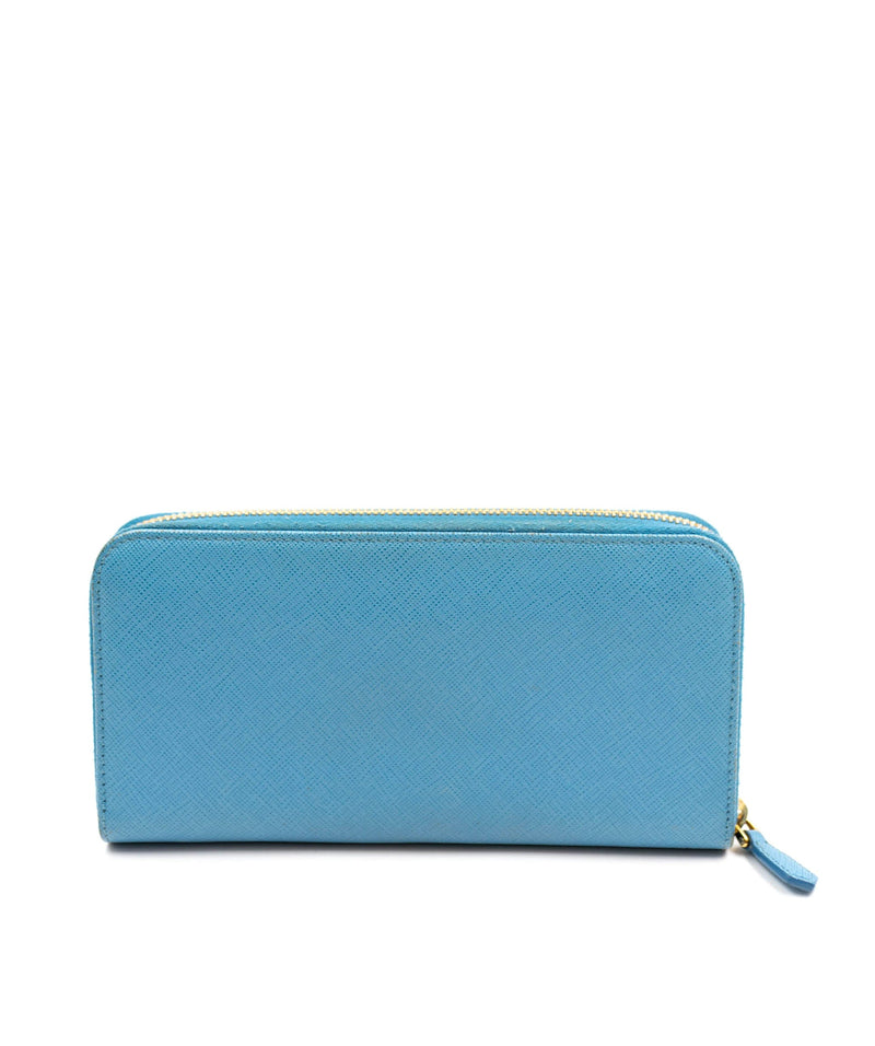 Prada Light Blue Saffiano Zippy Long Wallet - AWC1679 – LuxuryPromise