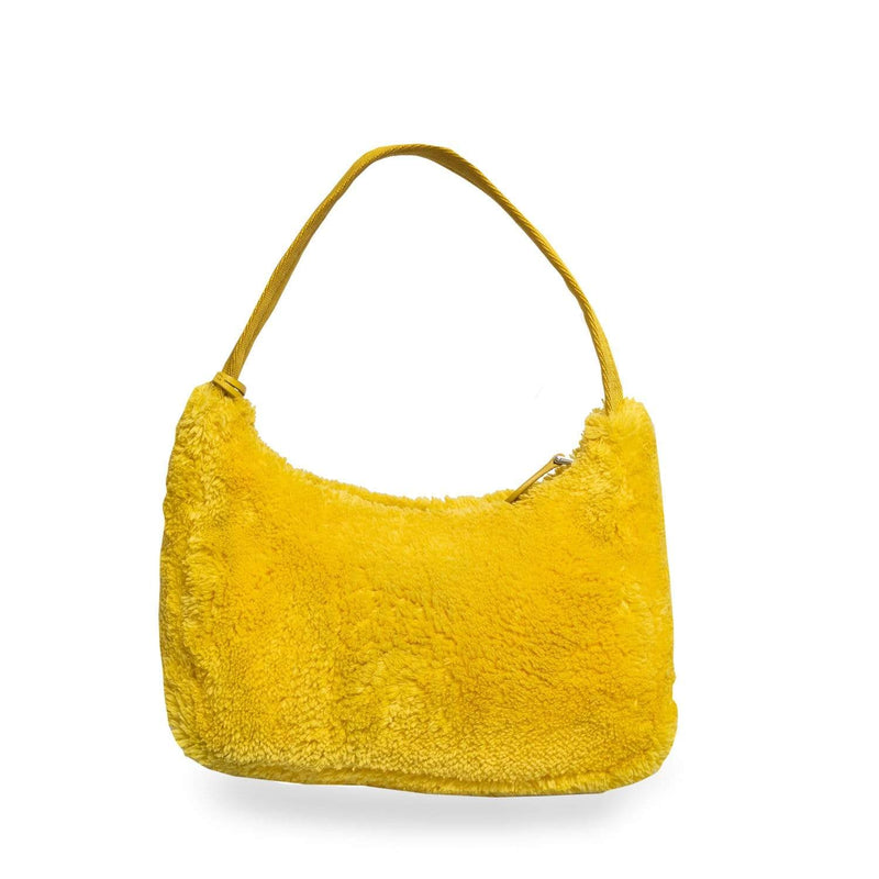 prada yellow fur bag