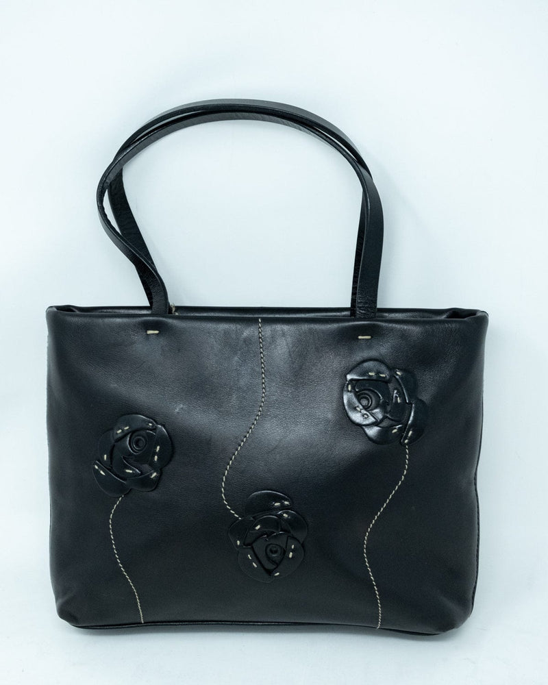 Prada Black Floral Leather Tote Bag - AGL1732 – LuxuryPromise