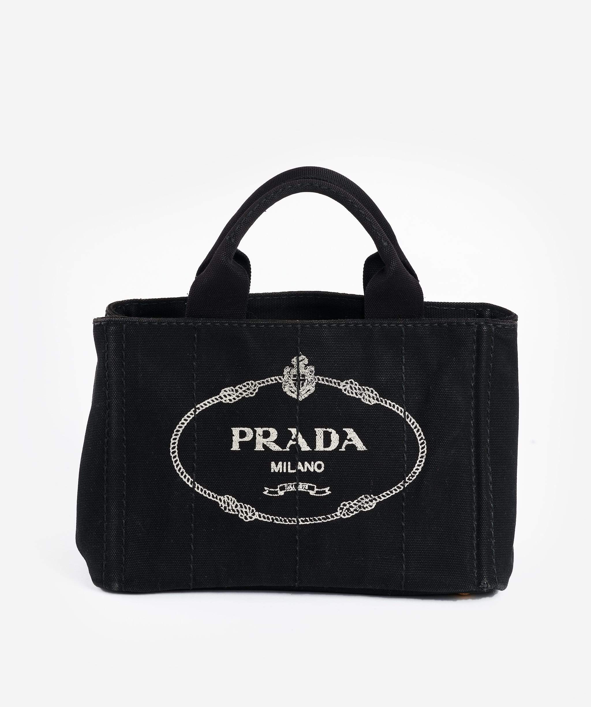 PRADA Canapa PM 2Way Black Canvas Hand Shoulder Bag – LuxuryPromise