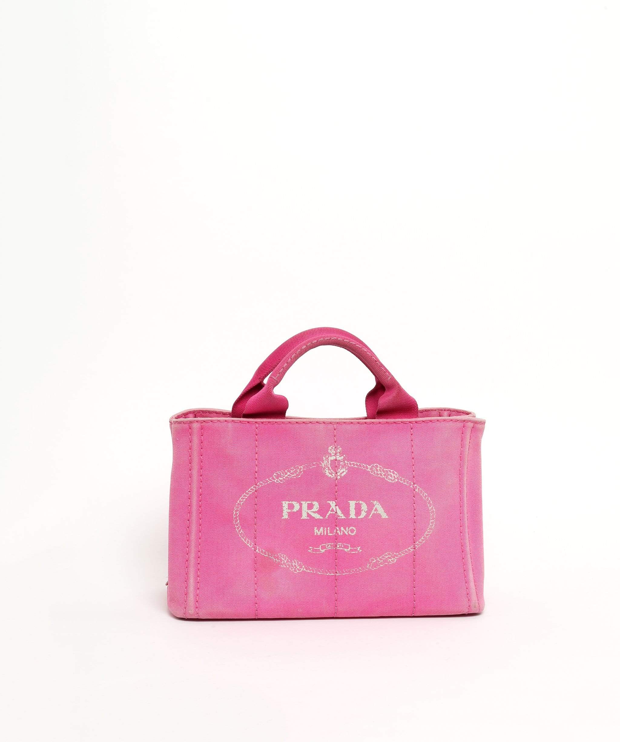 PRADA Pink Canapa Canvas PM Hand Bag 194 – LuxuryPromise