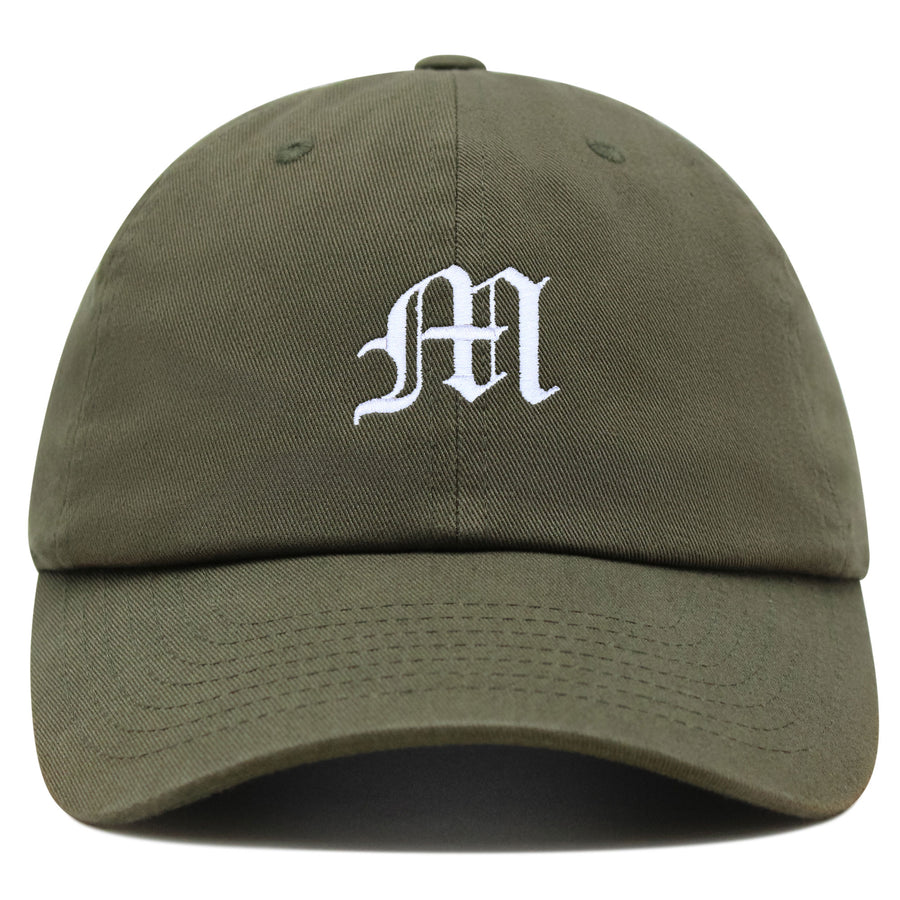 Old English Letter M Premium Dad Hat Embroidered Cotton Baseball Cap E ...