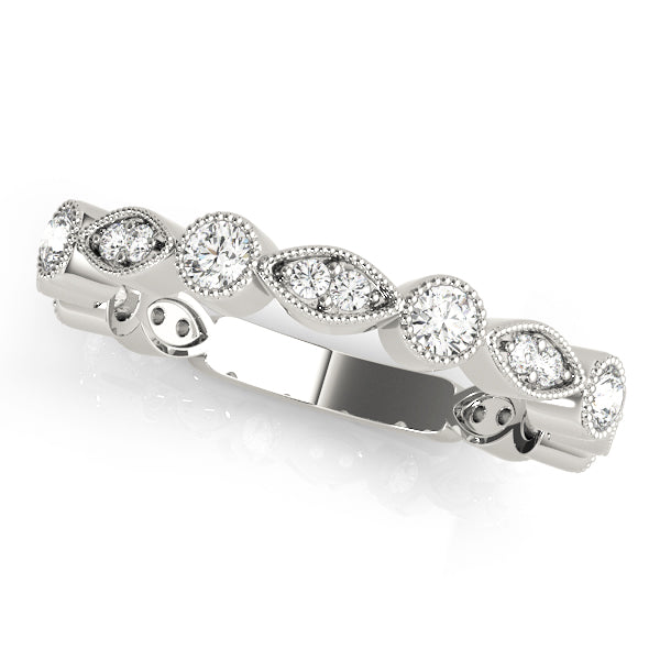 Vintage Style Alternating Design Wedding Ring - Michael E. Minden Diamond Jewelers