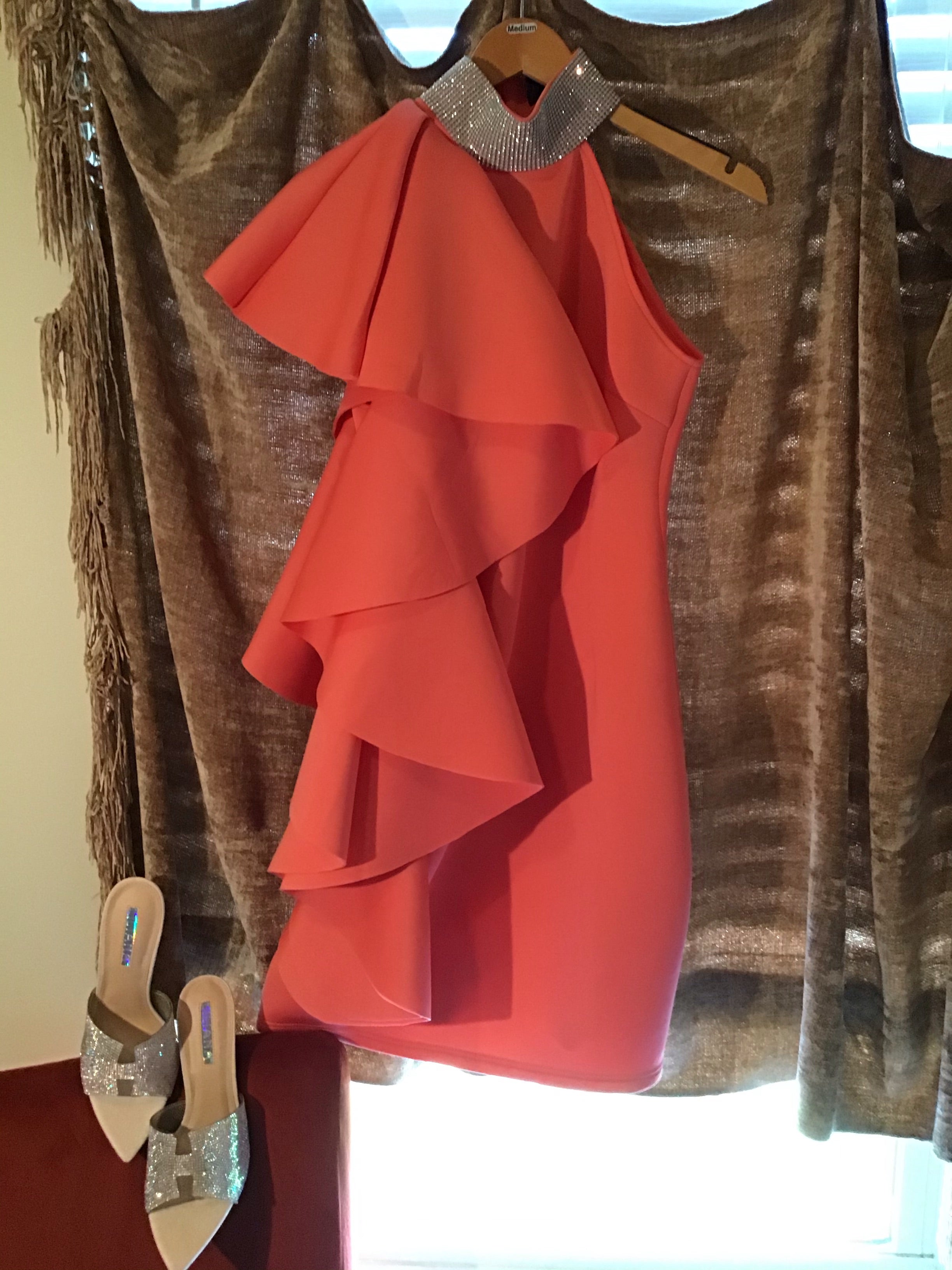 Sequin Asymmetrical Fringe Hem One-Shoulder Dress – Parker Grace Boutique