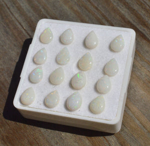Loose Australian Opal Teardrop Cabochons, Parcel of 16 Teardrops