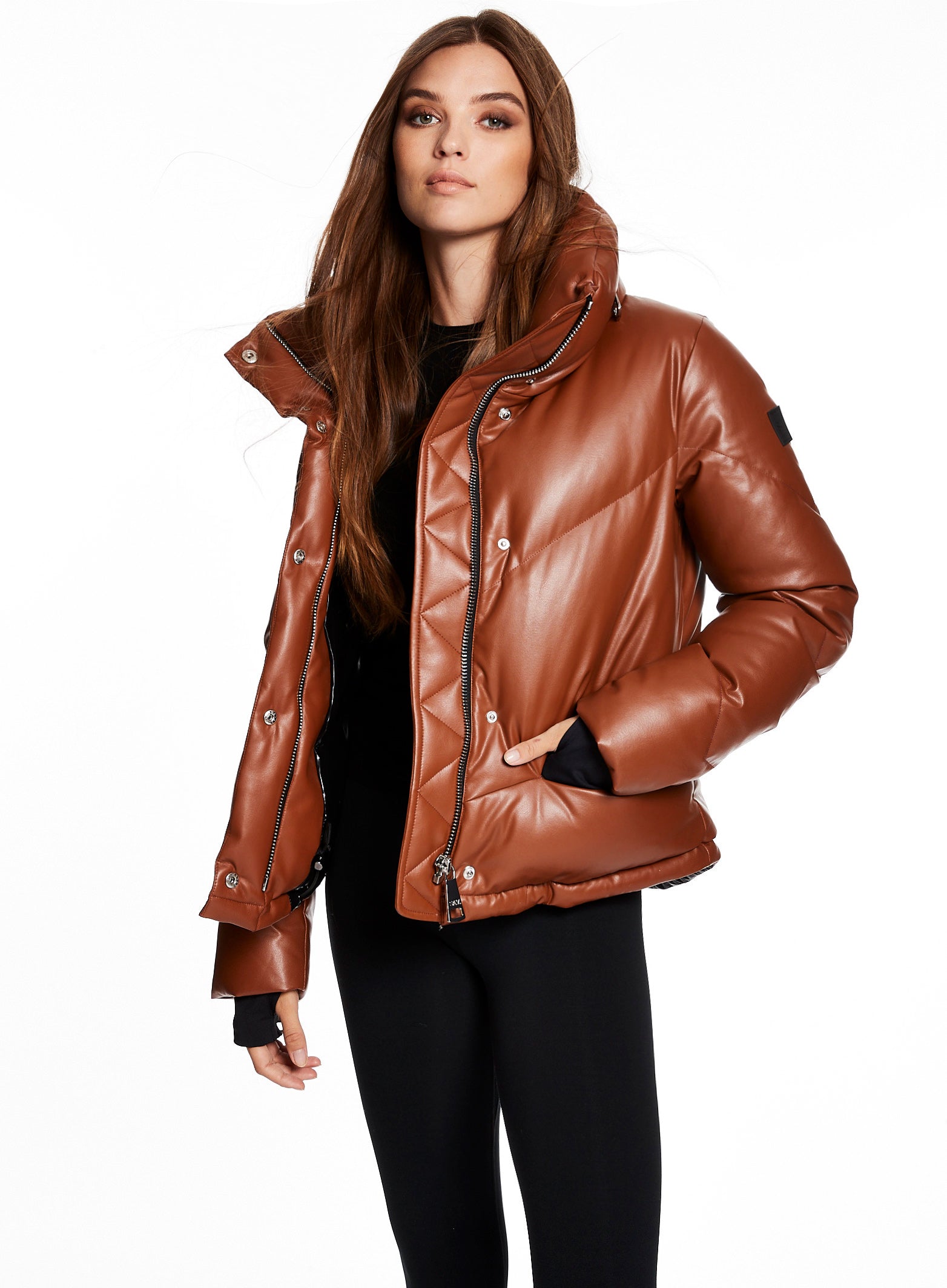 ポンパドー ビター Vegan Leather Shell Down Jacket - 通販