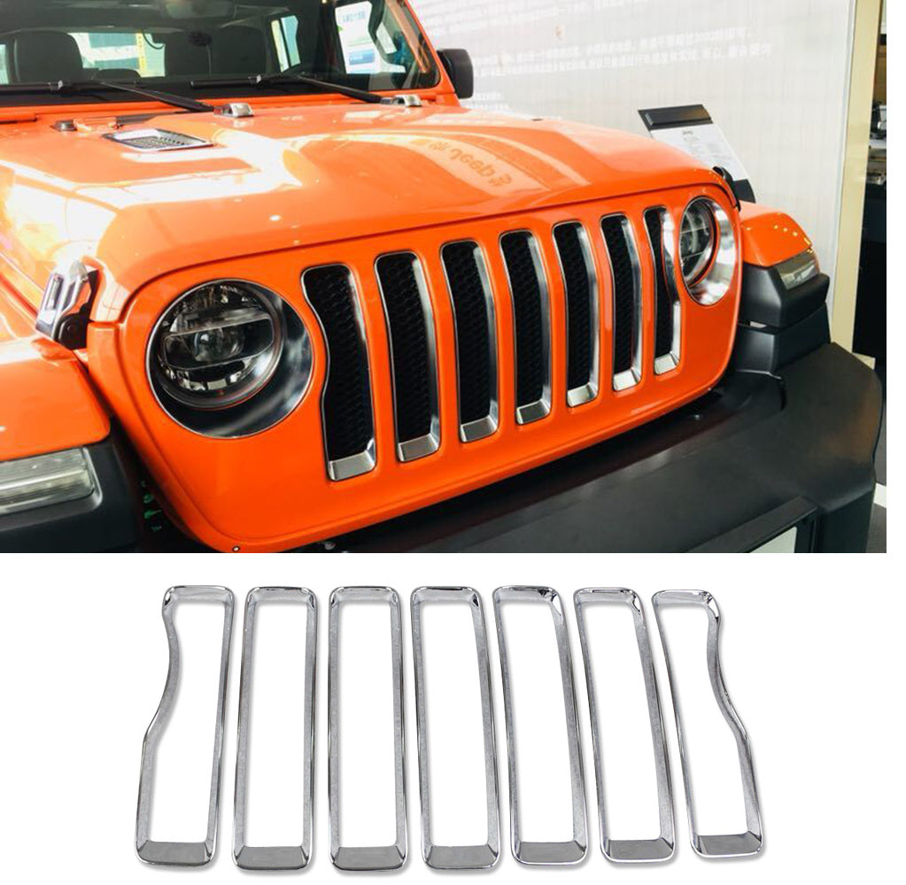 For Jeep Wrangler 2018-2023 Front Grill Grille Trim Chrome