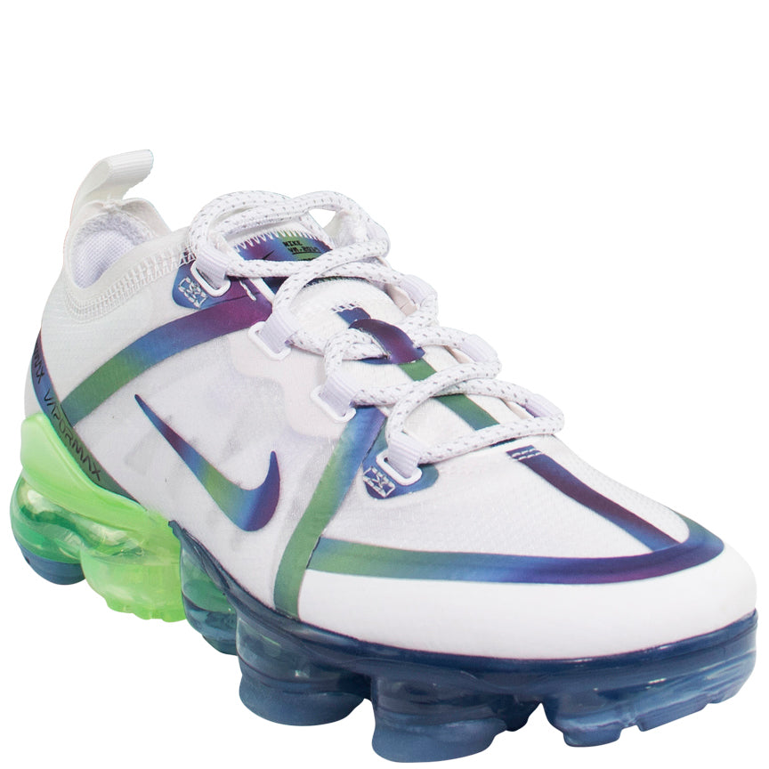 white vapormax with rainbow bottom