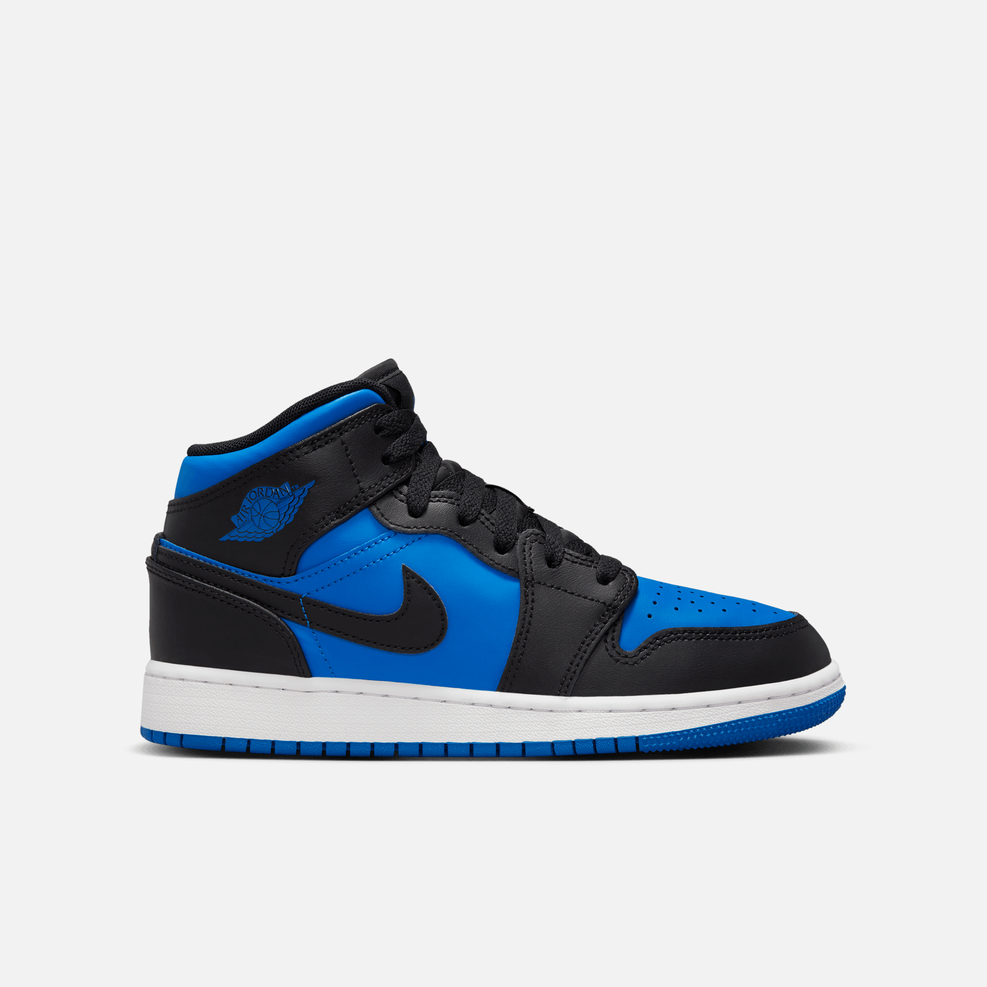 Air Jordan Big Kids' 1 Mid Black Royal Blue (GS)