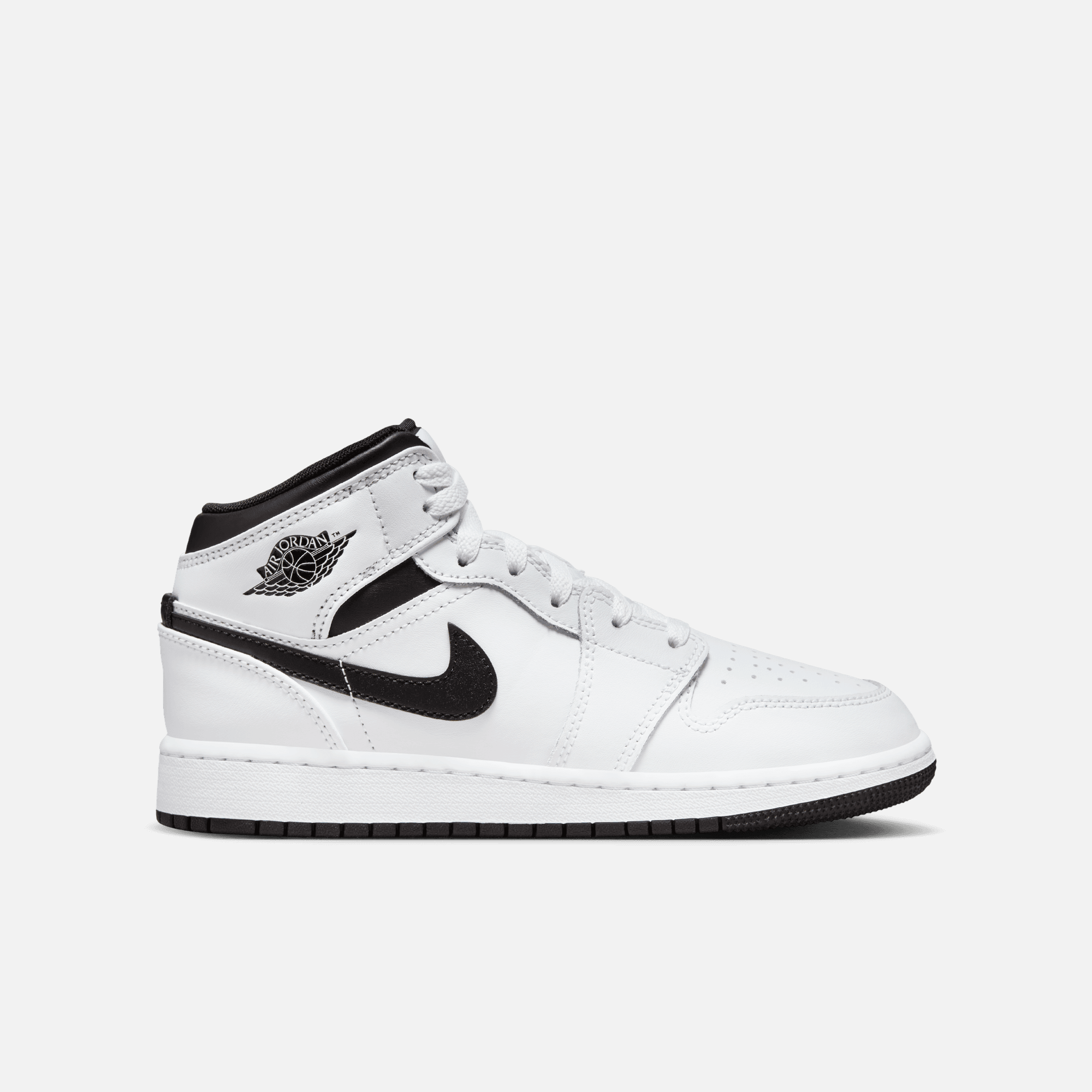 Air Jordan Big Kids' 1 Mid White Black (GS)