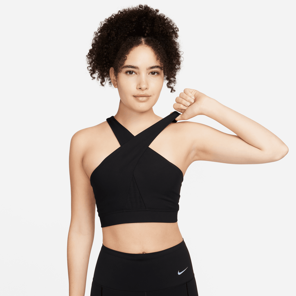 Nike Swoosh Icon Clash Wrap Women's Black Sports Bra - Puffer Reds