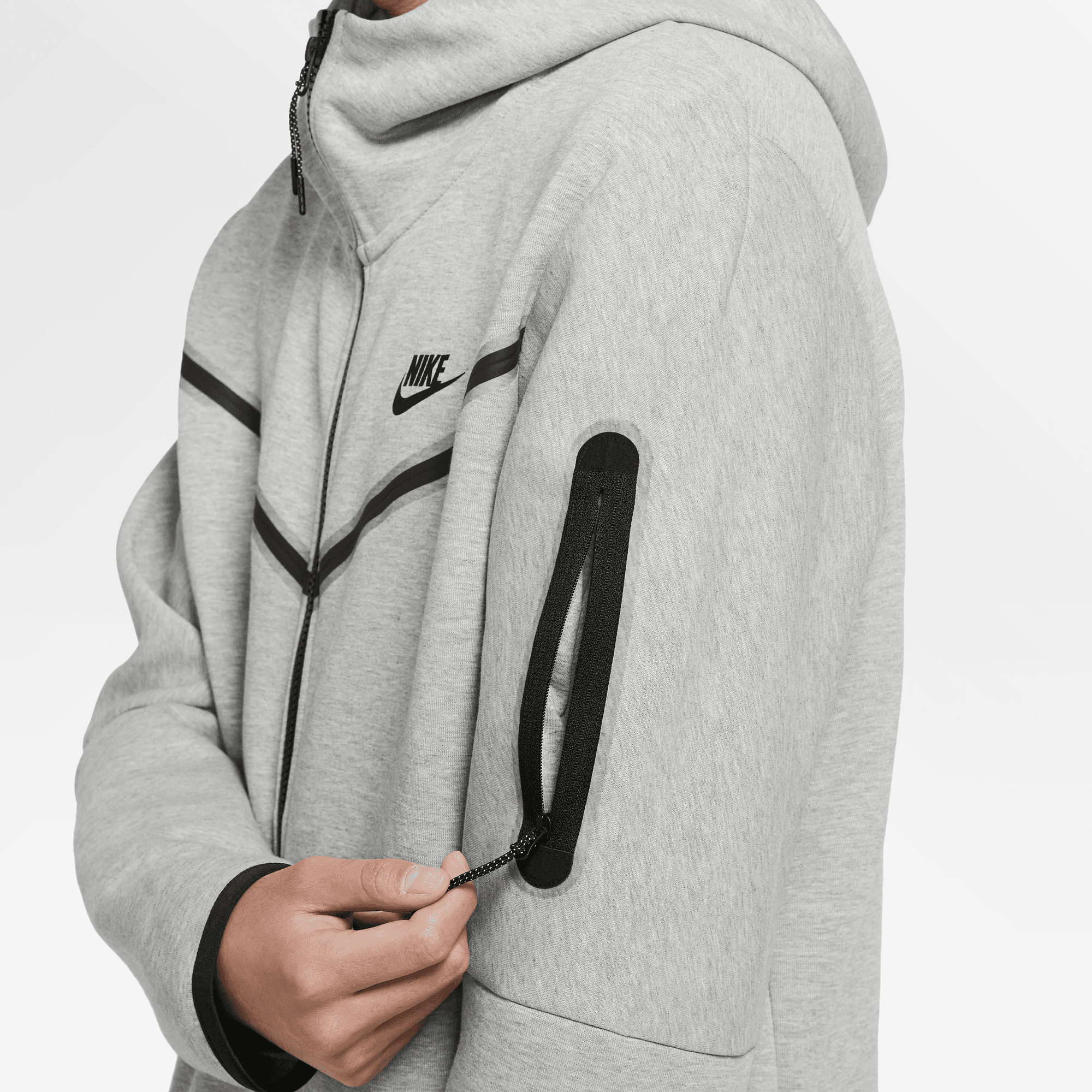Multiplikation Guvernør skjold Nike Sportswear Tech Fleece Full Zip Grey Hoodie - Puffer Reds