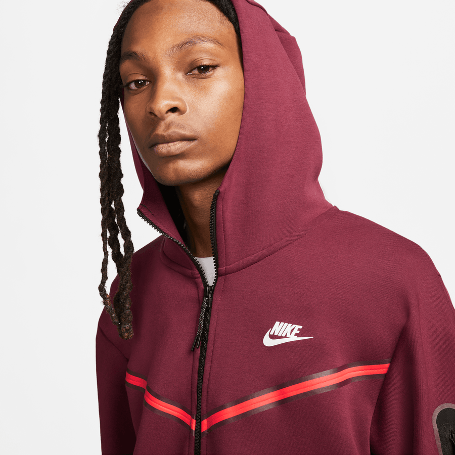Nike Sportswear Tech Fleece Dark Red Hoodie - Puffer
