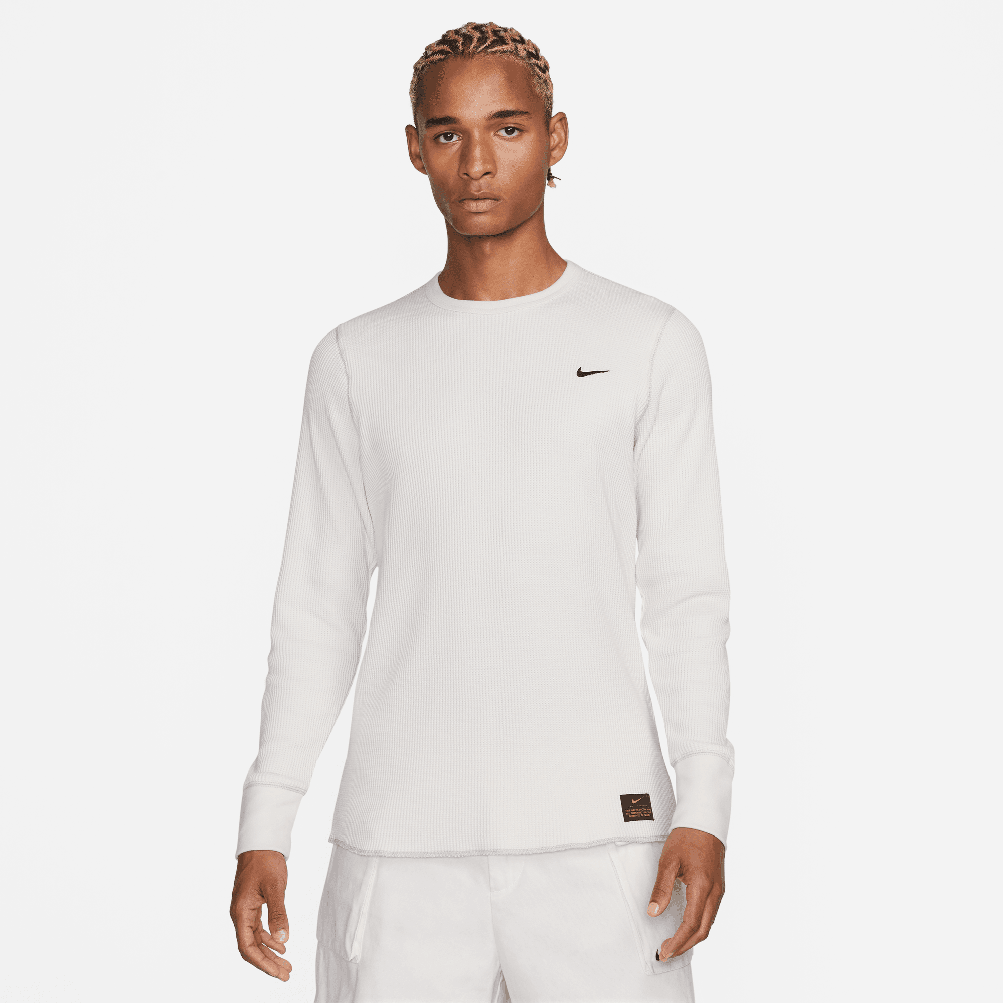 Nike Life Long-Sleeve Heavyweight White Waffle Top