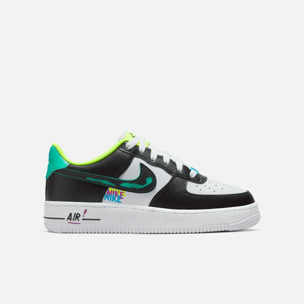 nike big kids air force 1 lv8 gs black black ghost green starfish