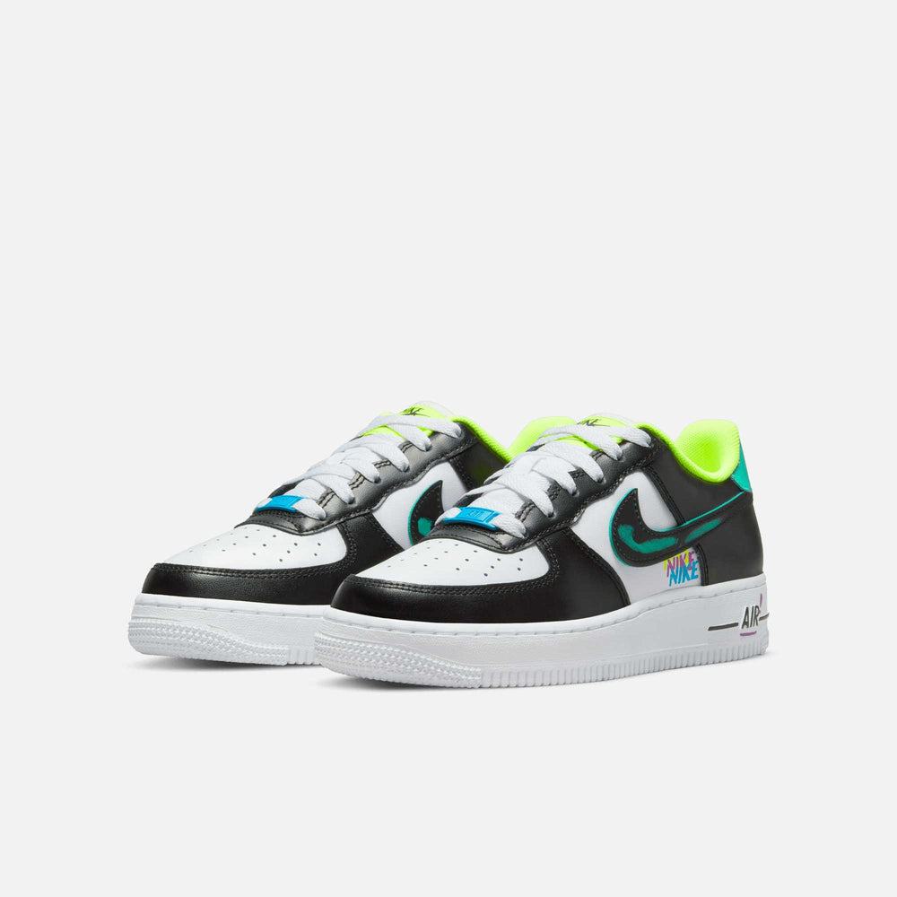 nike big kids air force 1 lv8 gs black black ghost green starfish