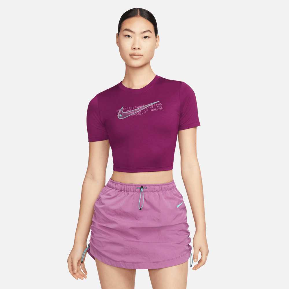 Nike Women's Oversized Swirly Crop Top Purple - Puffer Reds