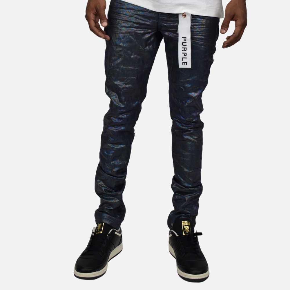 Shop Purple Brand Holo Slim-Fit Monogram Jacquard Jeans