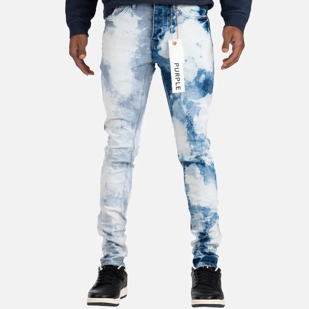 Men's Purple Denim - White Neon Stitch Orange 