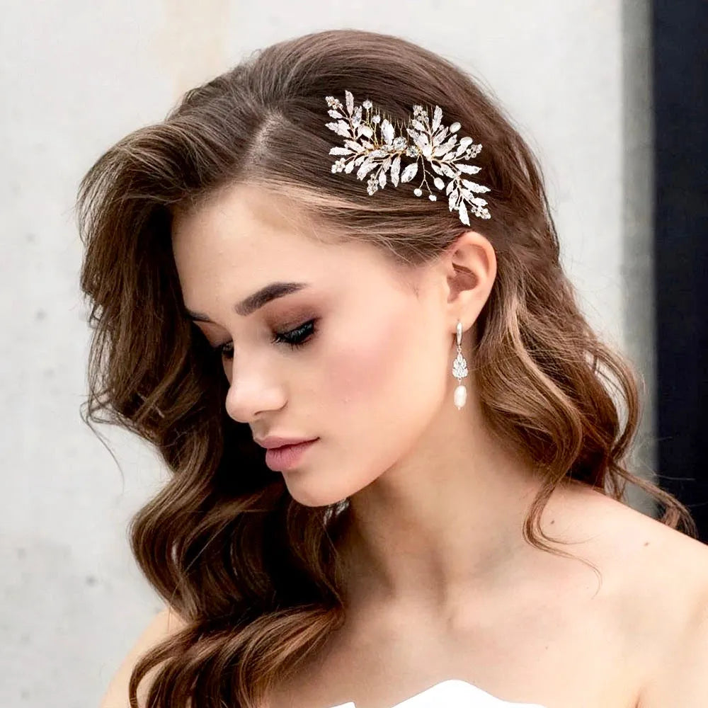 "Daphne" - Pearl and Crystal Bridal Hair Comb - Available in Gold and Silver