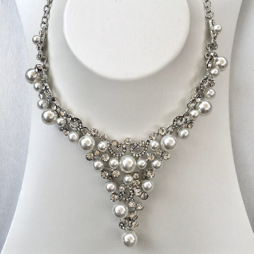 Pearl Wedding Jewelry - Pearl and Crystal Bridal Jewelry Set with Tiara ...