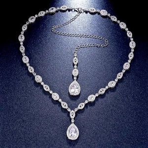 Alexa - Cubic Zirconia Bridal Backdrop Necklace - Available in Silver and Rose Gold - ADORA by Simona