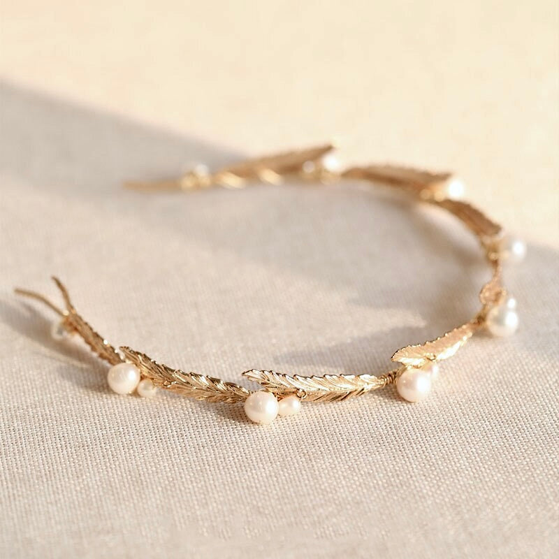 Wedding Hair Accessories - Gold Freshwater Pearl Bridal Headband ...