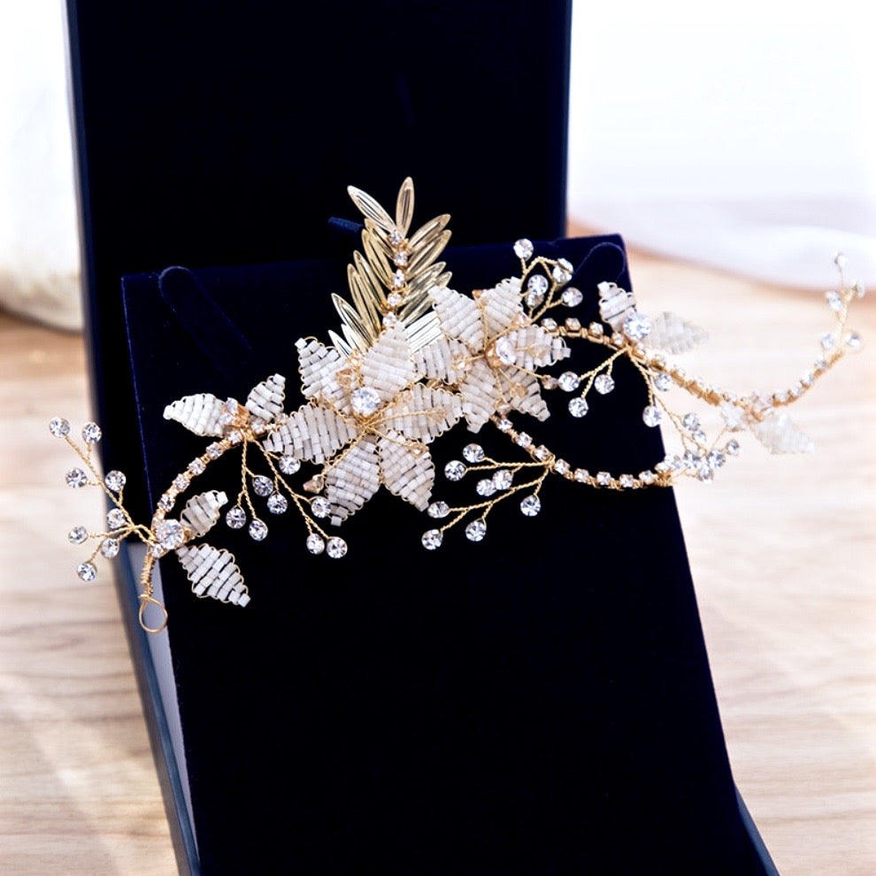 gold pearl bridal hair accessories