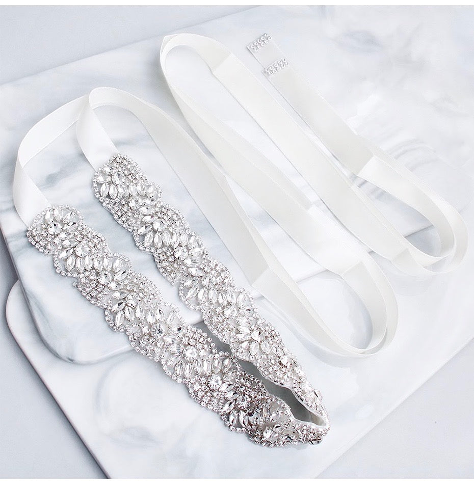 Wedding Accessories - Silver Crystal Bridal Belt/Sash | ADORA by Simona