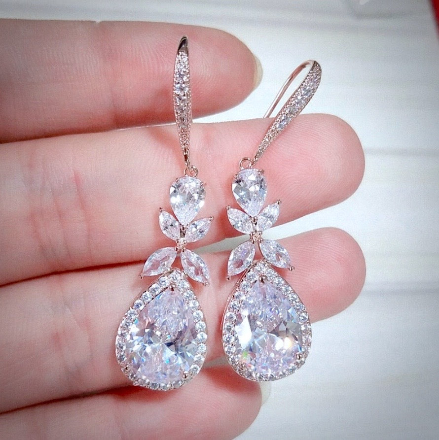 Wedding Jewelry - Cubic Zirconia Bridal Backdrop Necklace and Earrings ...