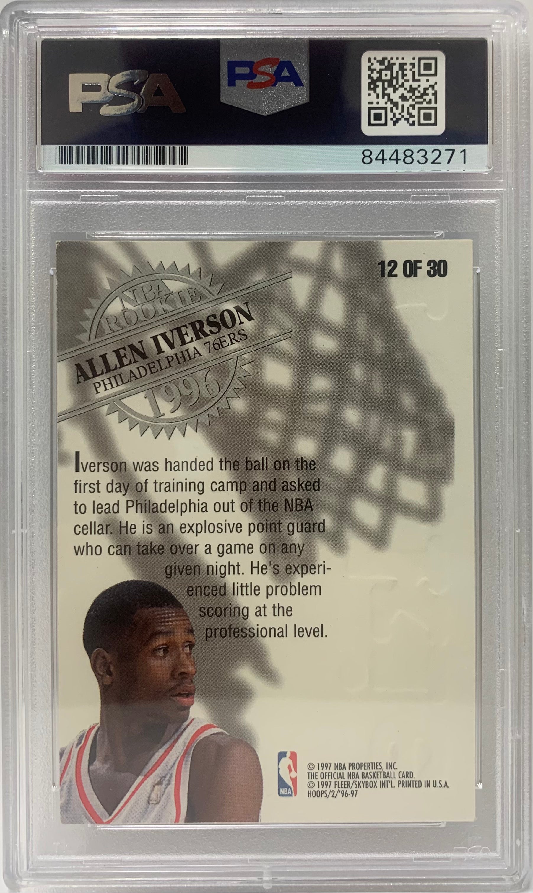 Allen Iverson auto signed RC 1997 Gold NBA Hoops Philadelphia