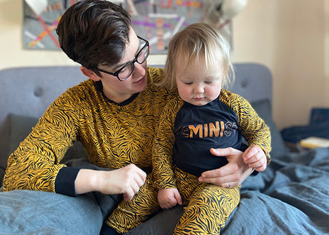 Tiger Print matching adult and child pjs