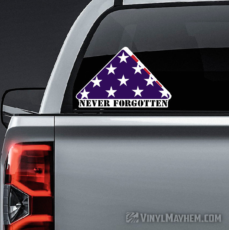 Never Forgotten Folded American Flag sticker - Vinyl Mayhem