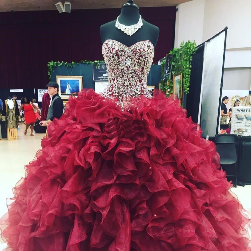 burgundy quinceanera dresses