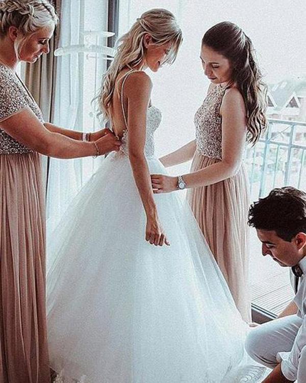 low back a line wedding dresses