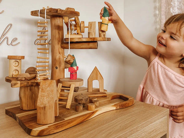 Wooden Tree House Play Sets for Small World Play