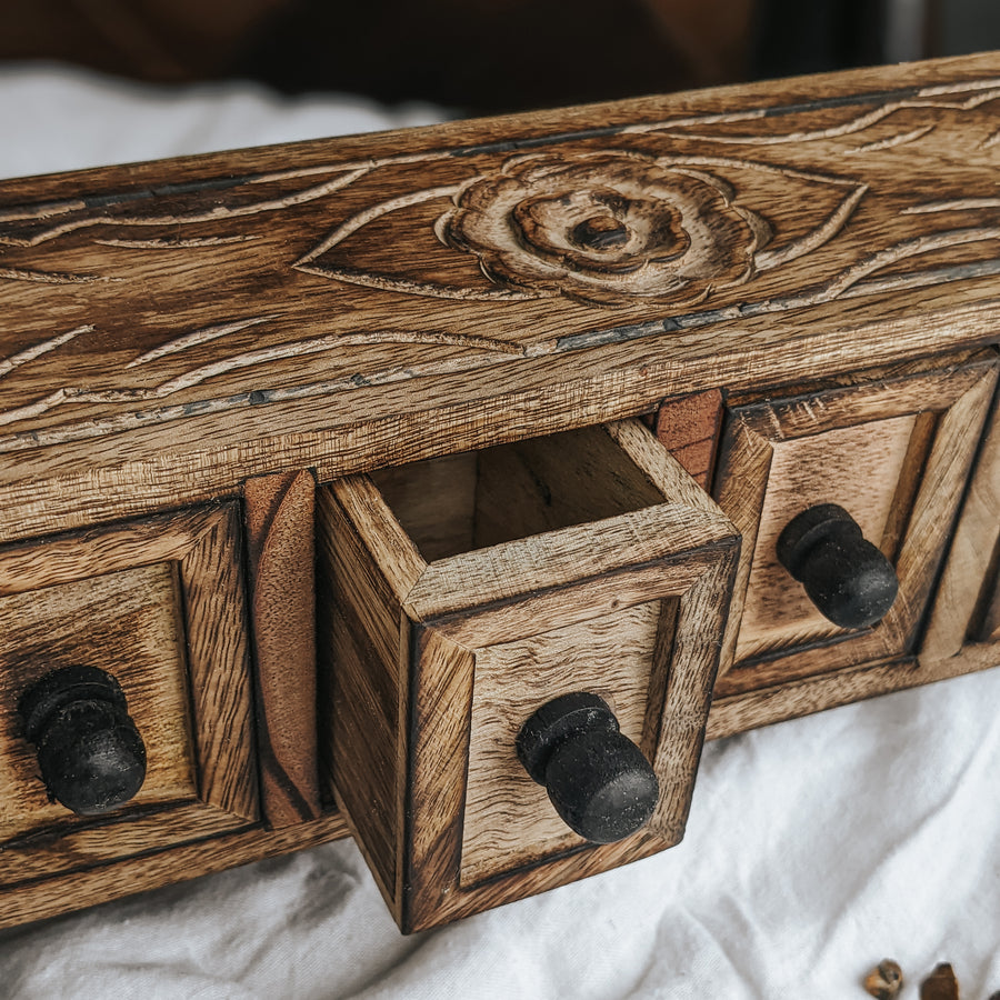 Wooden Chest with Drawers