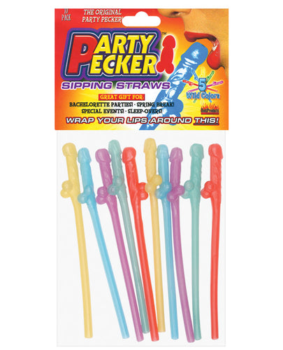 Super Fun Penis Multicolor Party Straws - Pack Of 8