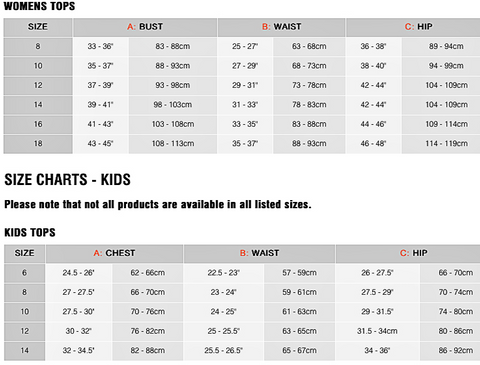 SIZE CHARTS