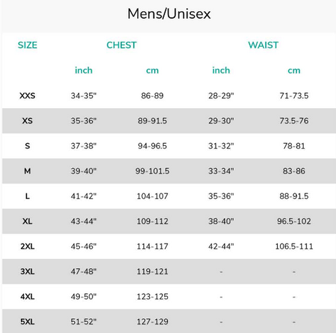 SIZE CHARTS – Peter Wynn's Score