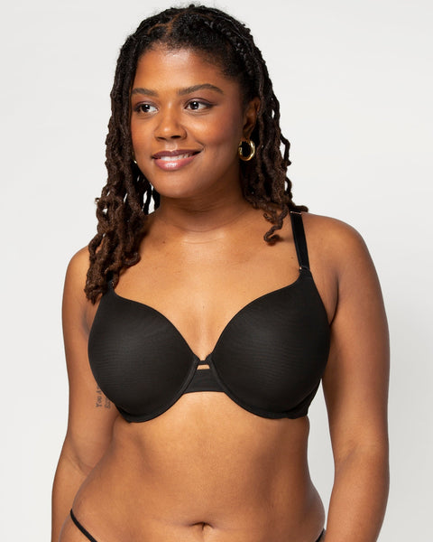 Stylish and Comfortable T-Shirt Demi Bra in Black Pearl Marl