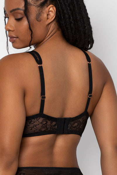 Smart & Sexy Mesh Plunge Bra Black Hue W/ Ballet Fever (smooth