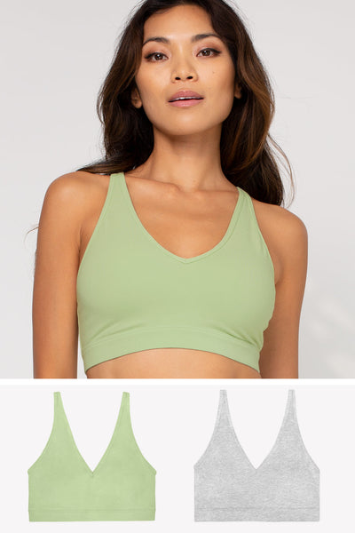 Smart & Sexy Women's Comfort Cotton Front & Back Close Racerback Bra Glass  Green 34B