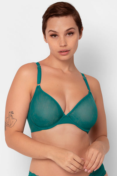 Sheer Mesh Demi Underwire Bra  No No Red Smooth Lace – Smart & Sexy
