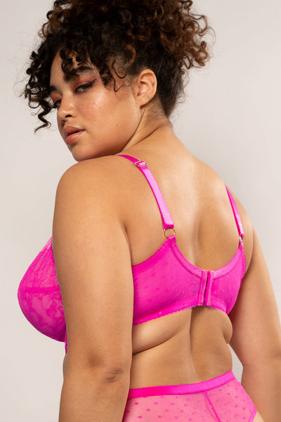 Smart & Sexy Women's Plus Size Retro Lace & Mesh Unlined Underwire Bra  Medium Pink 38ddd : Target
