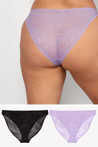 Smart & Sexy Women's Lace & Mesh High Waisted Thong, 2-Pack, Style - SA1381  