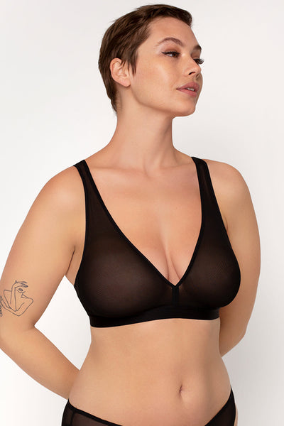 Sheer Mesh Plunge Bralette  Crantastic – Smart & Sexy