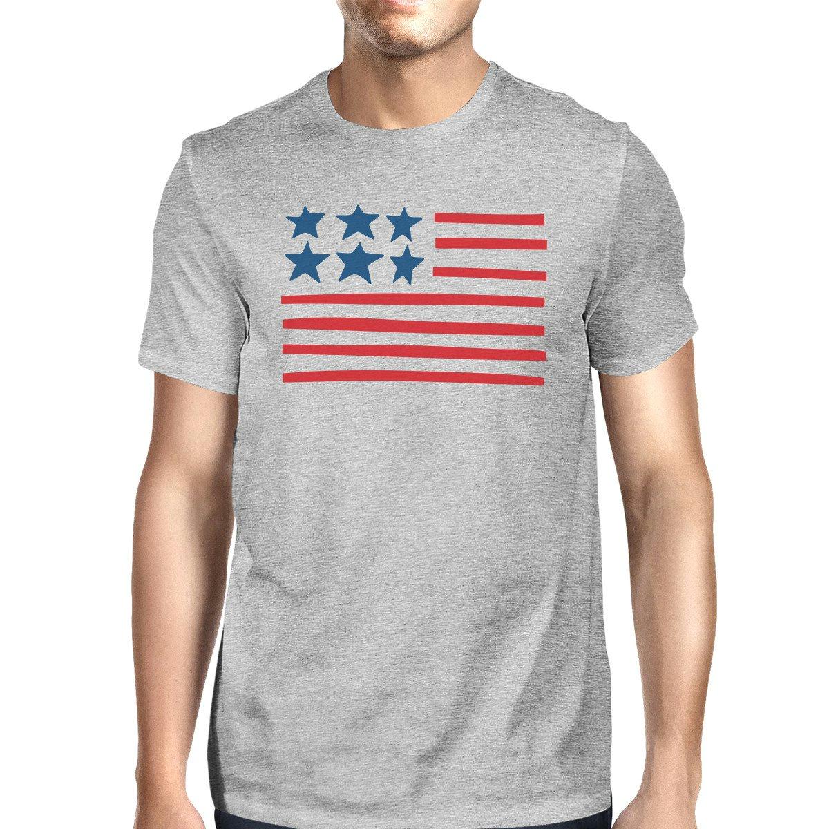 USA Flag Mens Grey Round Neck Tee Unique American Flag Graphic Tee ...