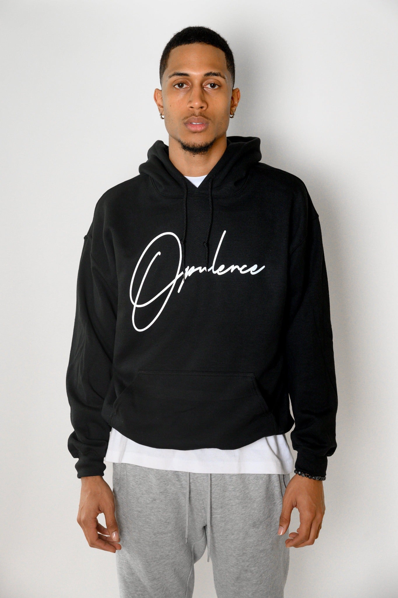 Black Reflective Cursive Hoodie – Opulence Clothing